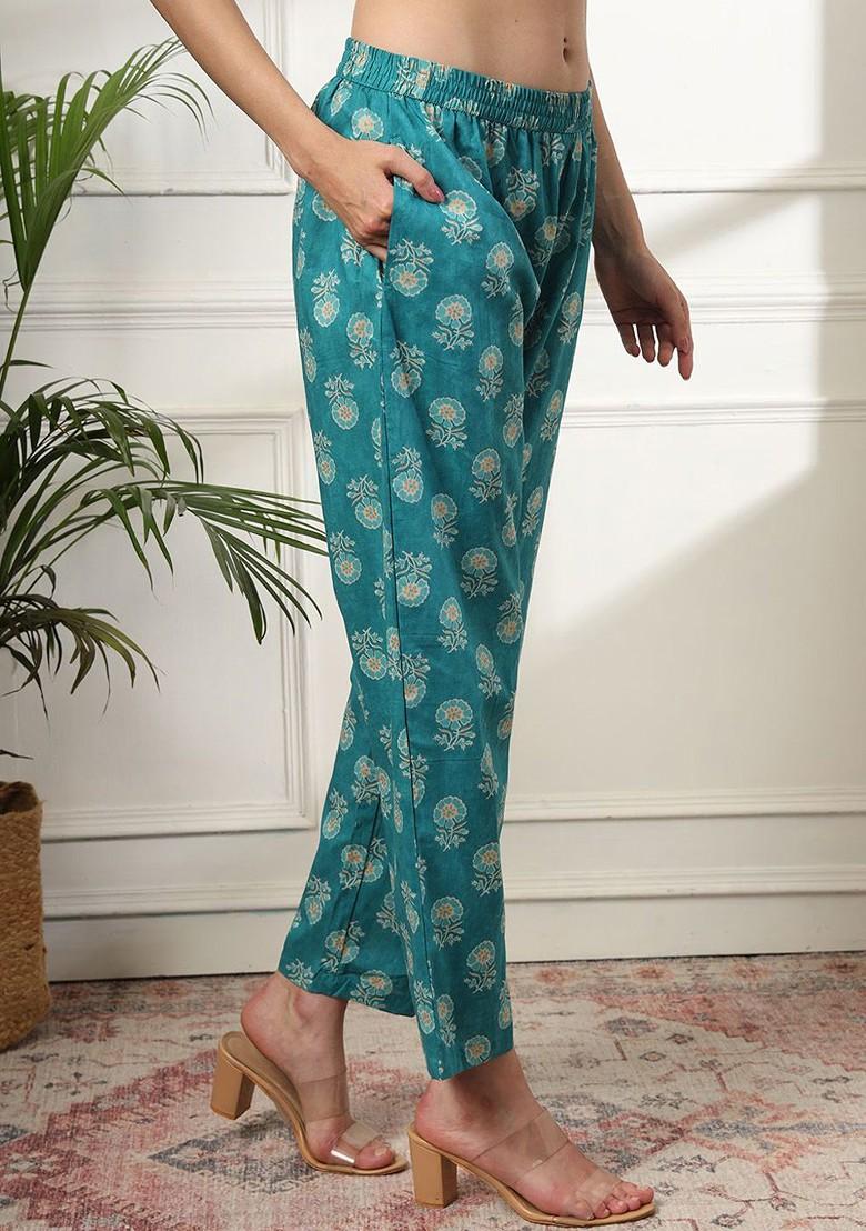 Blue Printed Cotton Kurta Set