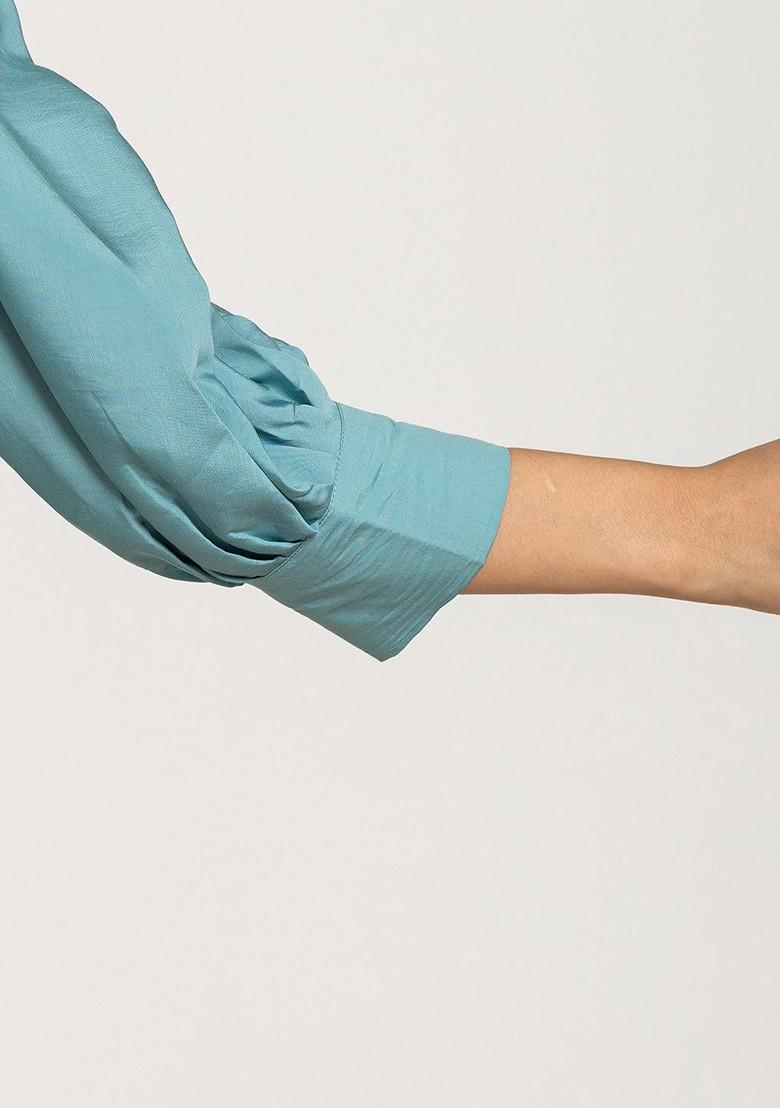 Blue Embroidered Poly Blend Co-Ord Set