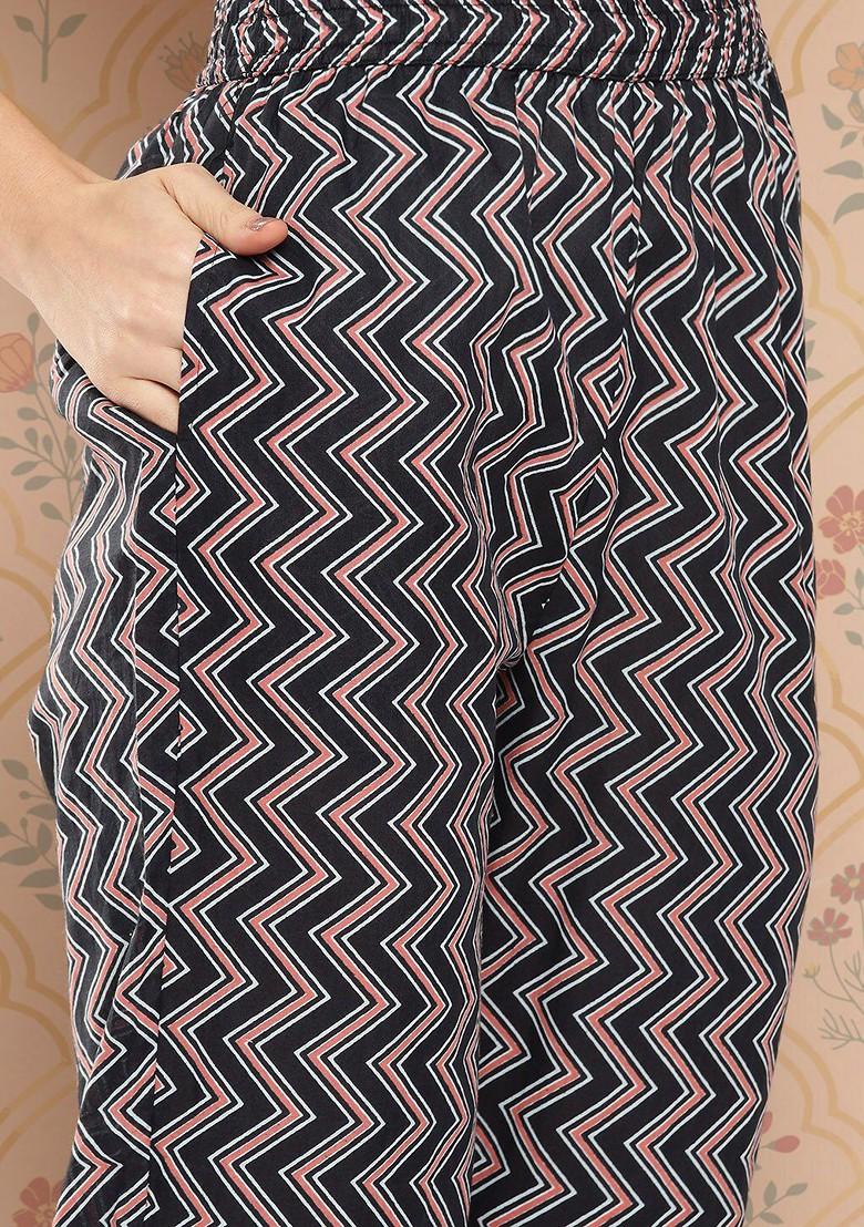 Black Printed Cotton Kurta Set