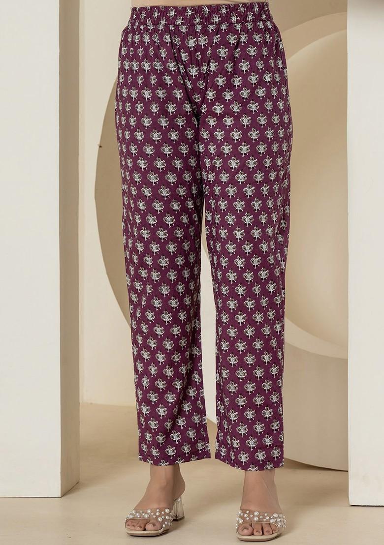 Purple Printed Cotton Kurta Set