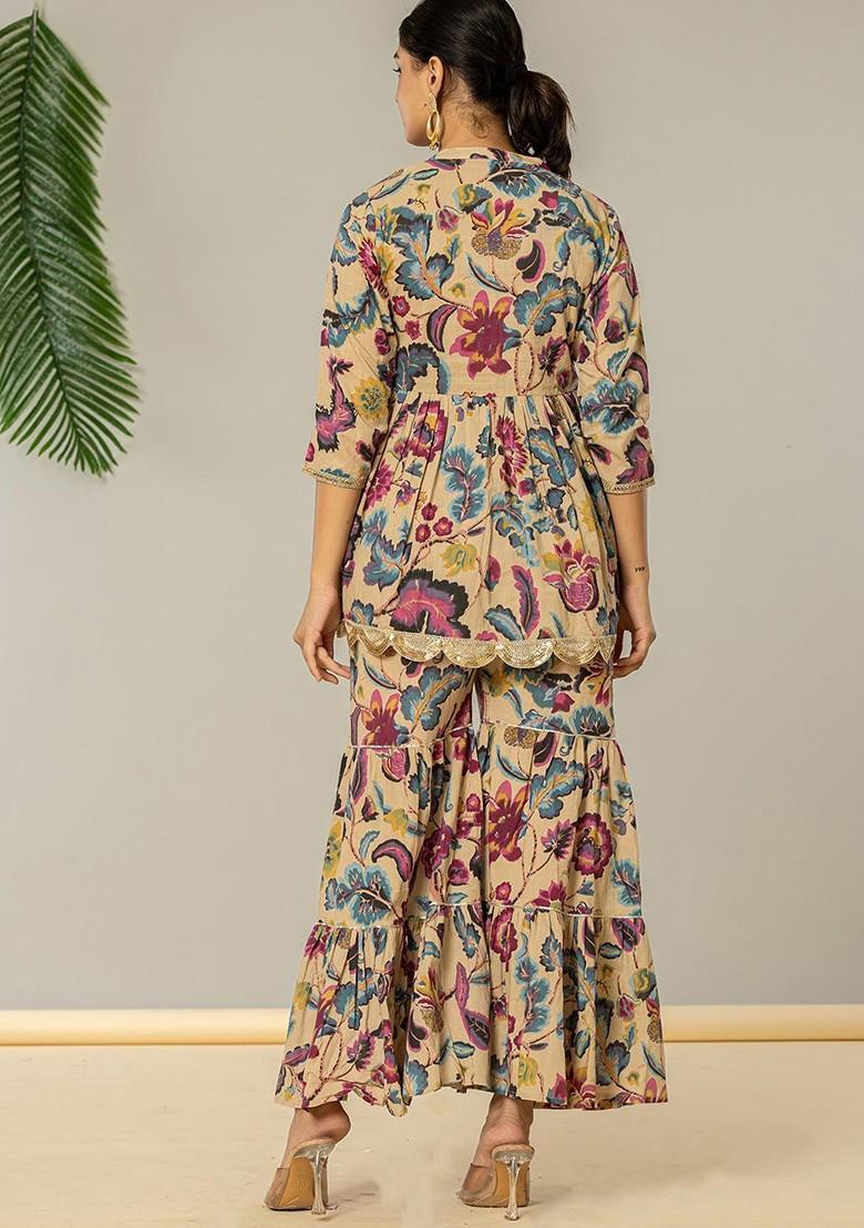 Blue Printed Poly Blend Co-Ord Set