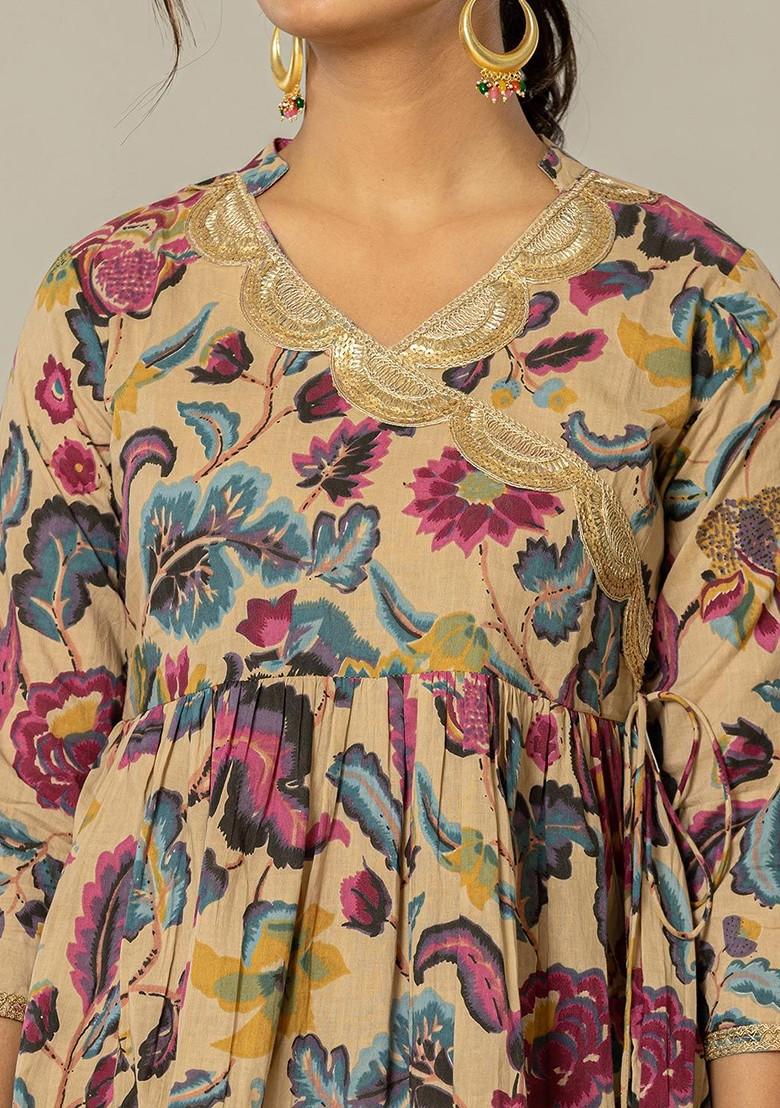 Blue Printed Poly Blend Co-Ord Set