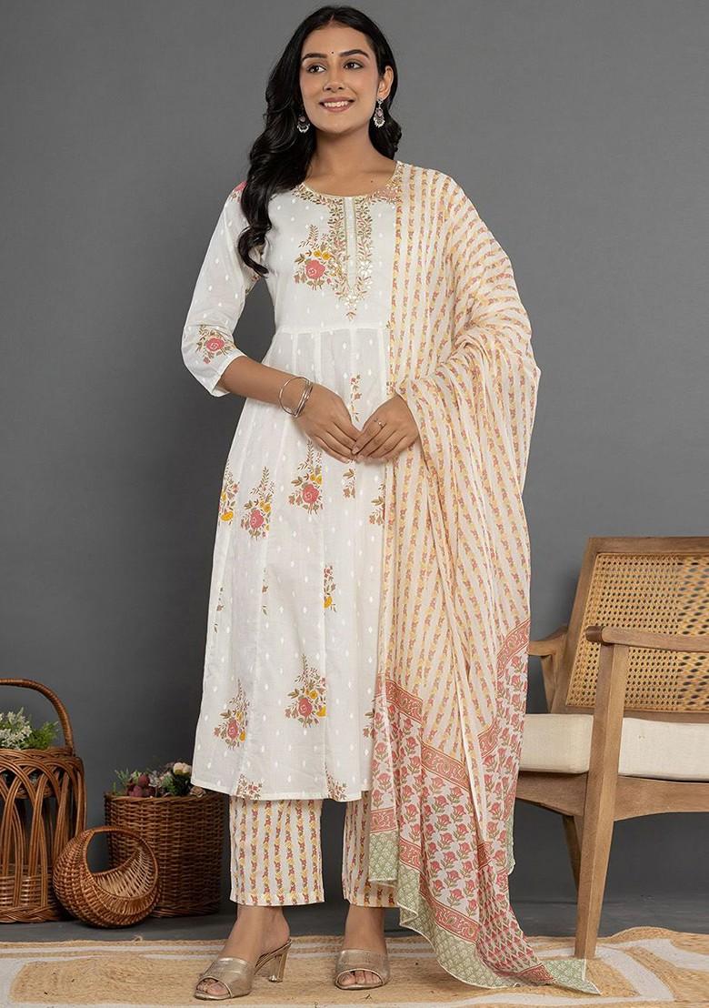 Pink Embroidered Cotton Kurta Set