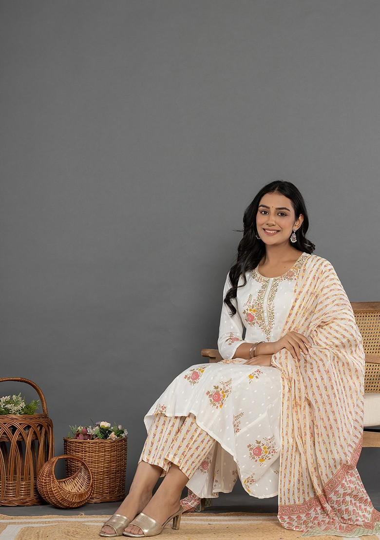 Pink Embroidered Cotton Kurta Set