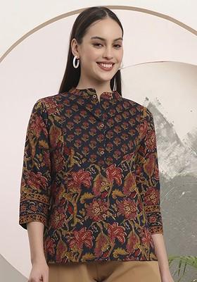 Blue Printed Cotton Top