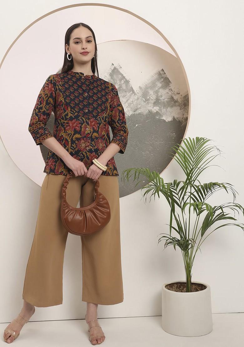 Blue Printed Cotton Top