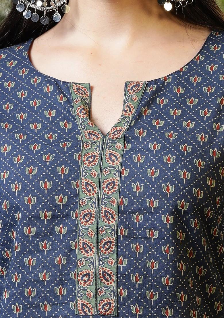 Blue Printed Cotton Top