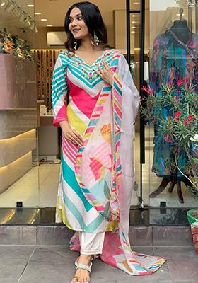 Multicolor Embroidered Muslin Kurta Set