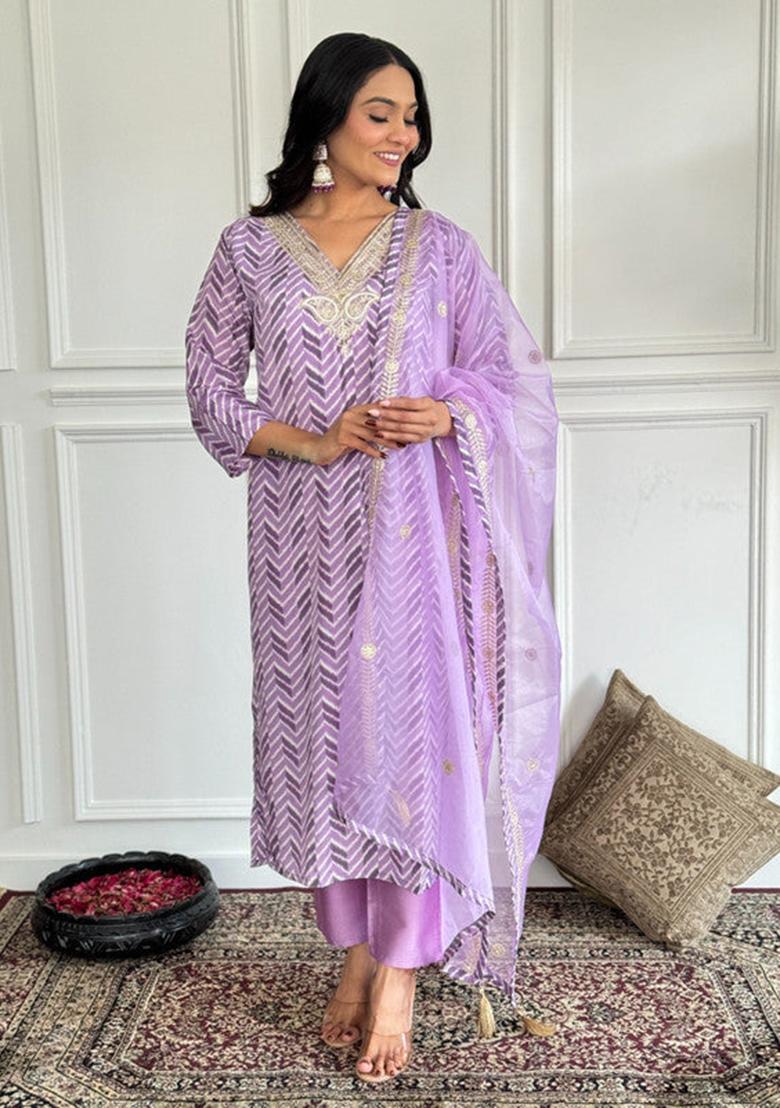 Pink Embroidered Crepe Kurta Set