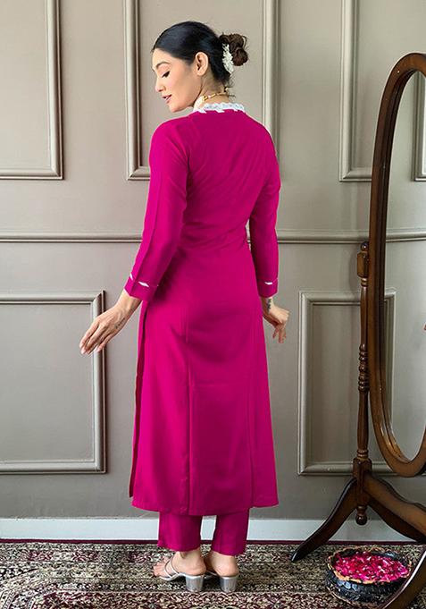 Gajari Embroidered Viscose Kurta Set