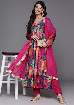 Yellow Embroidered Chiffon Kurta Set