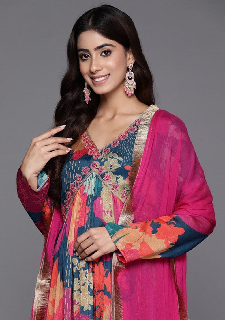 Yellow Embroidered Chiffon Kurta Set