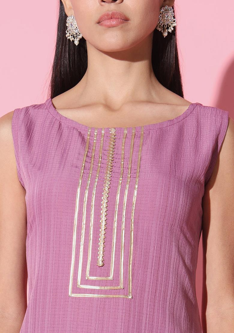 Pink Embroidered Silk Kurta Set