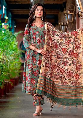 Rama Blue Printed Rayon Kurta Set