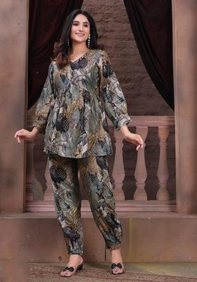 Multicolor Printed Chanderi Co-Ord Set