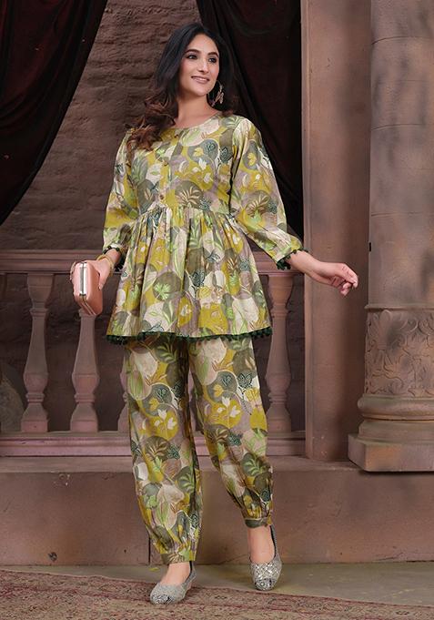 Multicolor Printed Chanderi Co-Ord Set