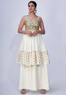 White Embroidered Chiffon Kurta Set