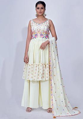 White Embroidered Chiffon Kurta Set
