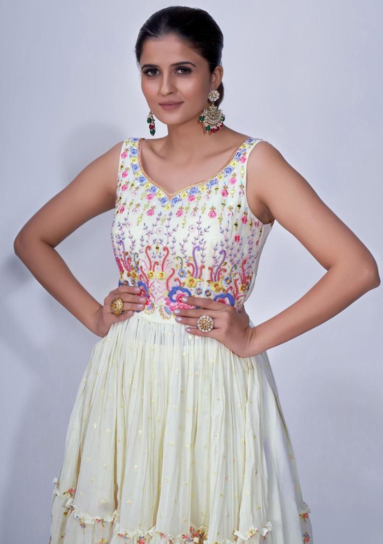 White Embroidered Chiffon Kurta Set