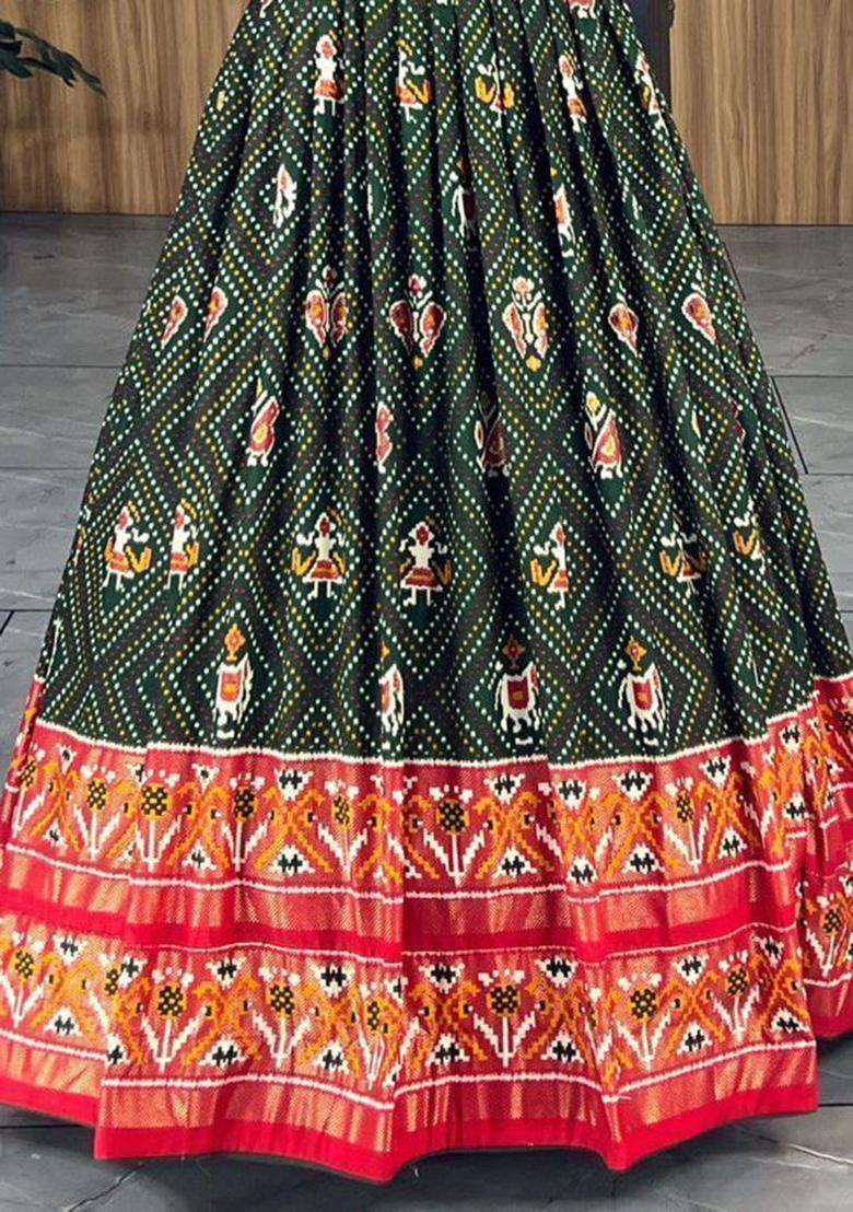 Green Bandhani Print Silk Anarkali Set