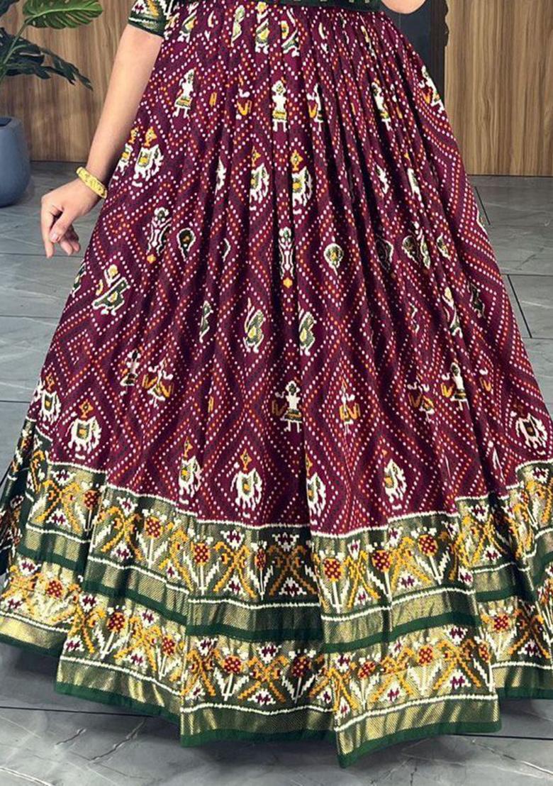 Purple Bandhani Print Silk Anarkali Set