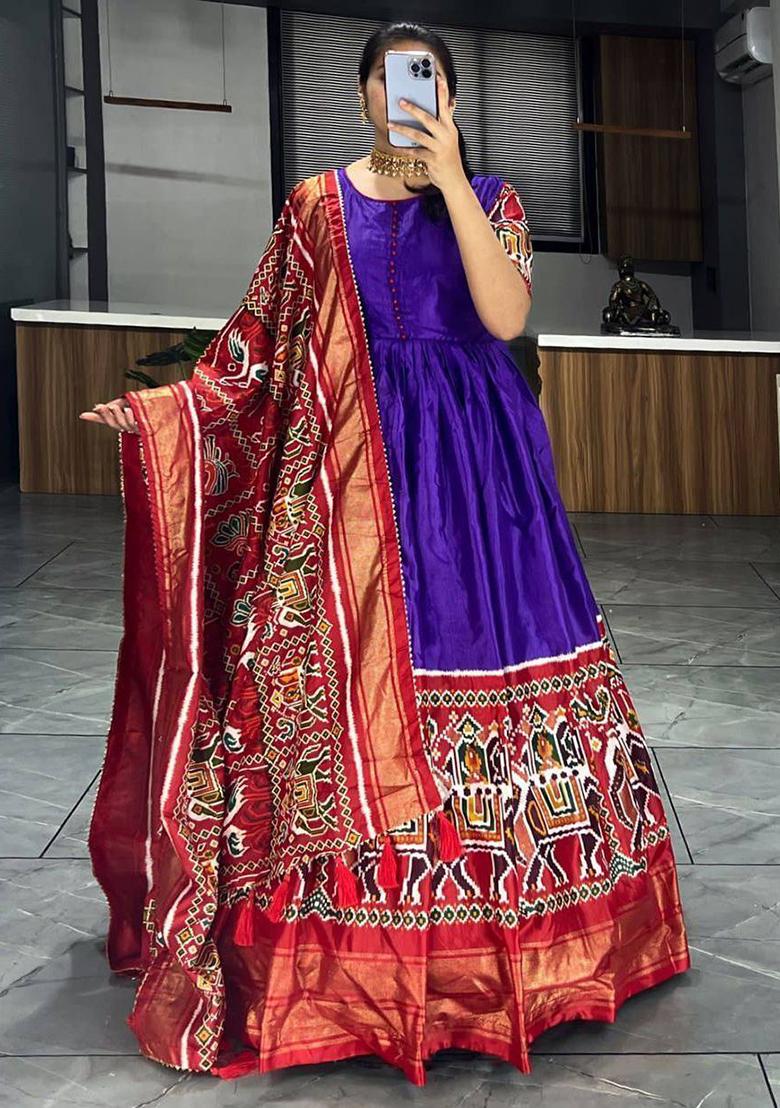 Purple Printed Patola Anarkali Set
