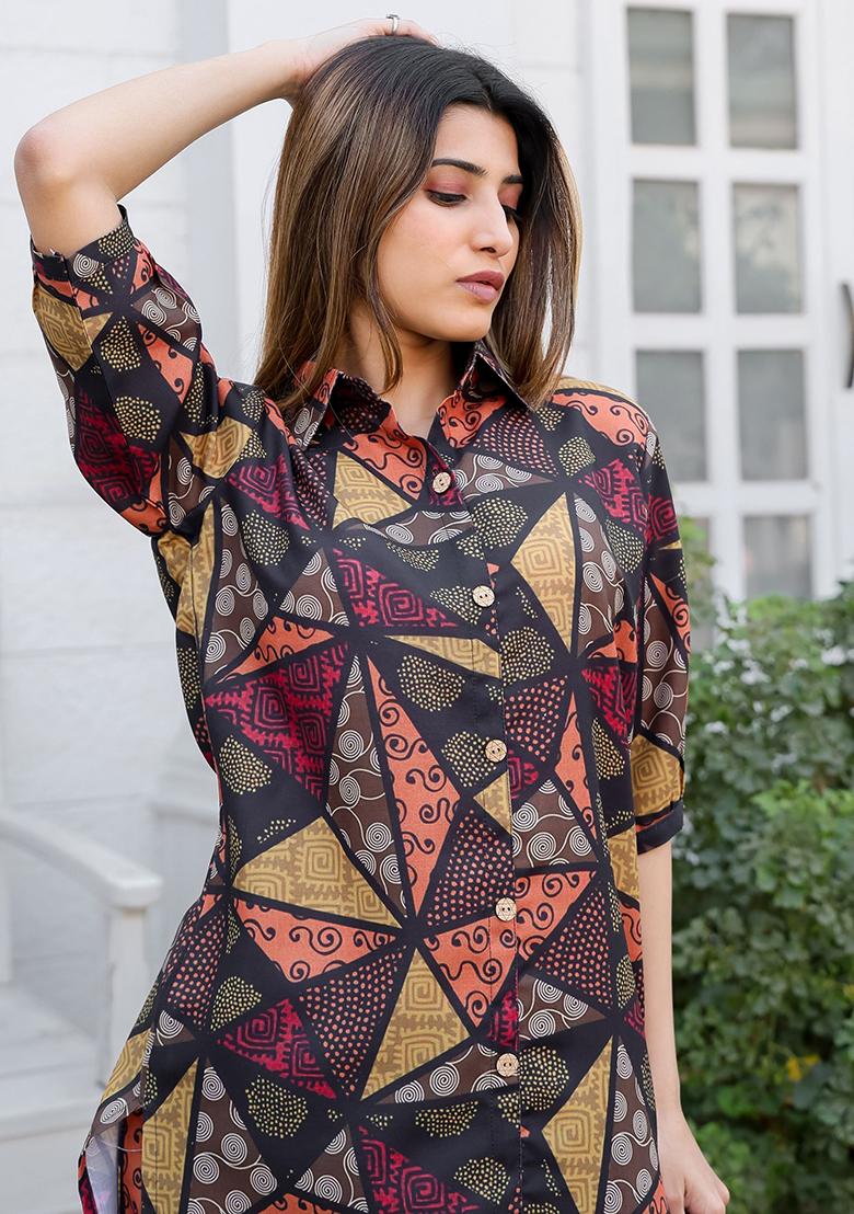 Multicolour Digital Print Cotton Fusion Set