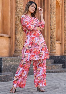 White Printed Cotton Fusion Set