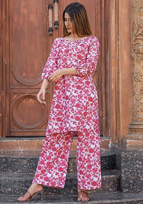 White Printed Cotton Fusion Set