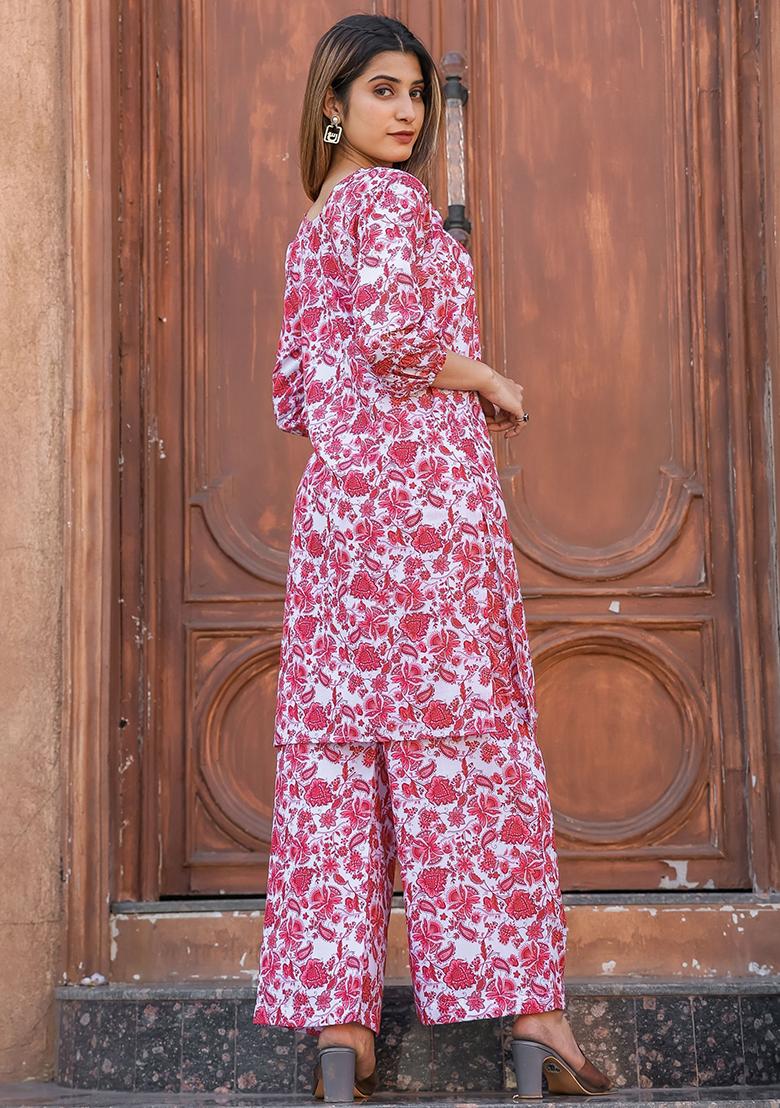 White Printed Cotton Fusion Set