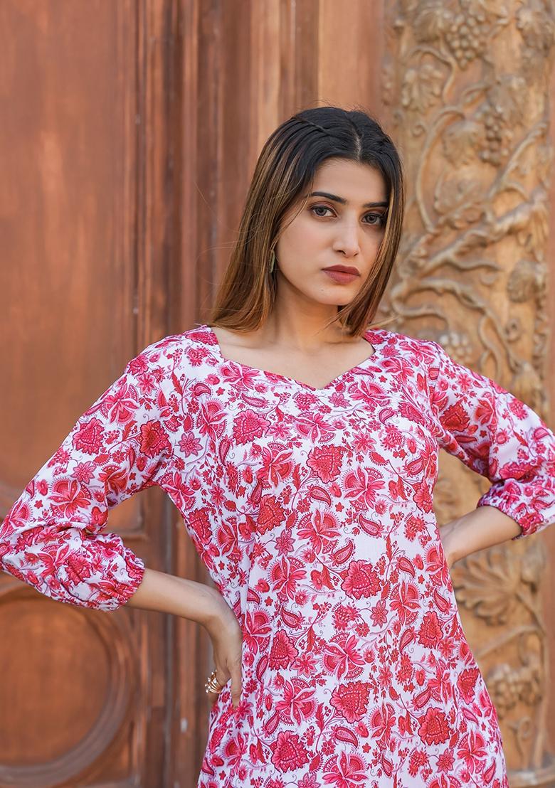 White Printed Cotton Fusion Set