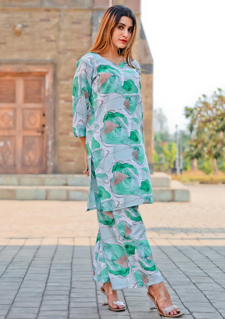 White Printed Cotton Fusion Set