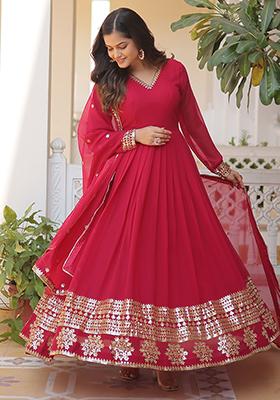 Pink Sequin Embroidered Georgette Anarkali Set