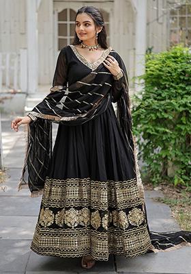 Black Sequin Embroidered Georgette Anarkali Set