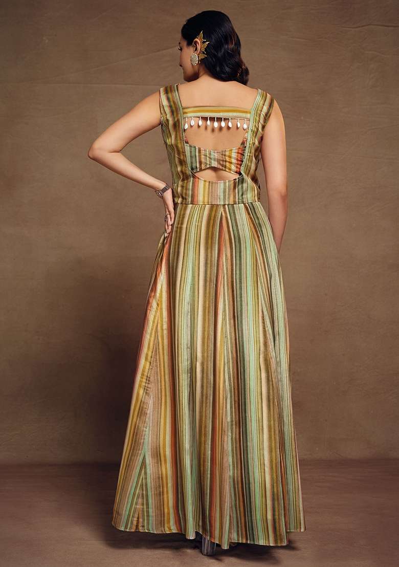 Multicolour Printed Chinon Dresses - Indya