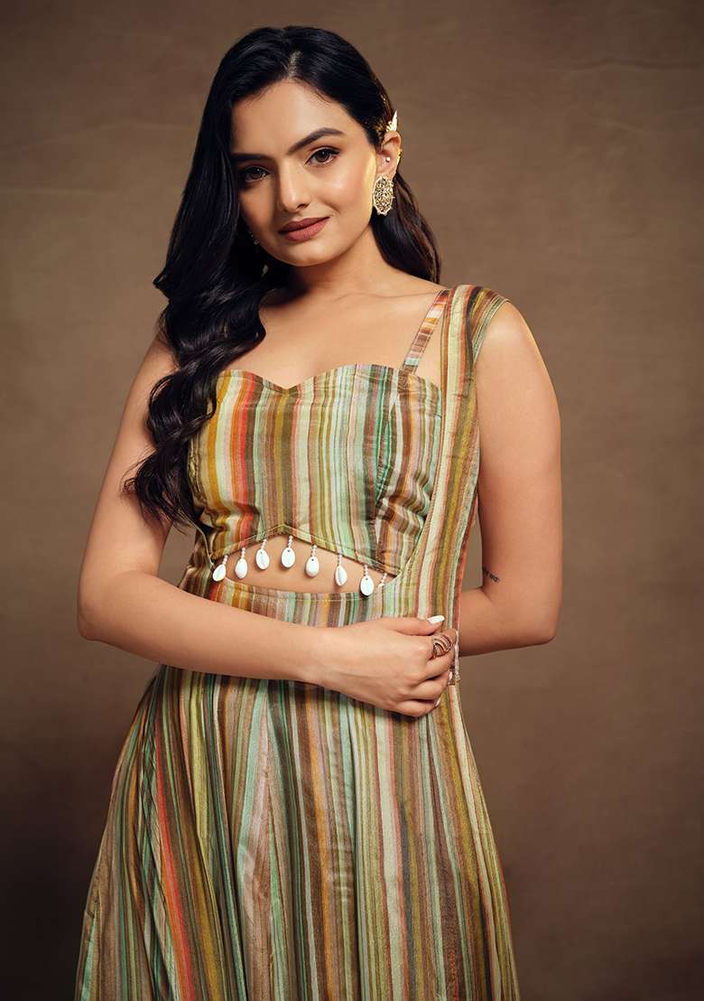 Multicolour Printed Chinon Dresses - Indya