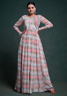Multicolour Printed Georgette Anarkali Set