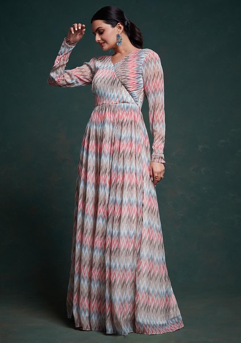 Multicolour Printed Georgette Anarkali Set