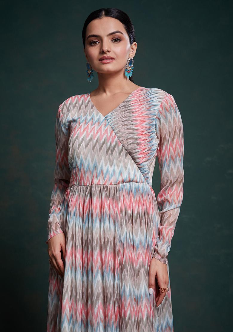 Multicolour Printed Georgette Anarkali Set