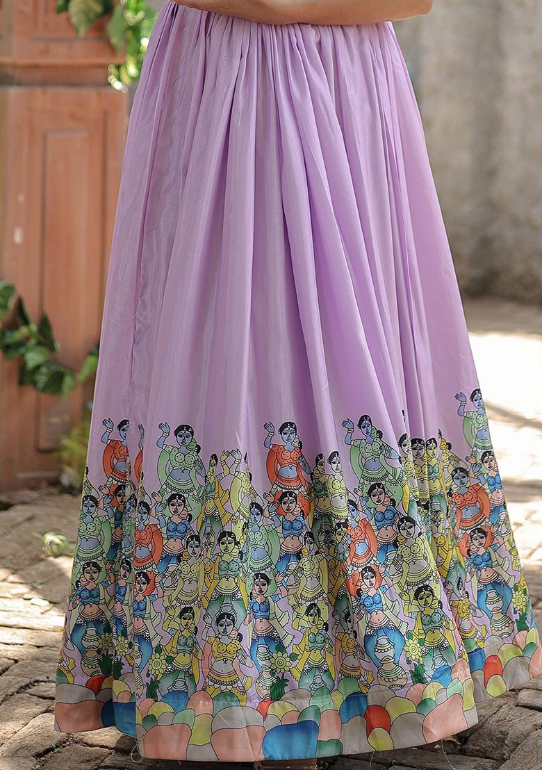 Lavender Digital Print Silk Anarkali Set