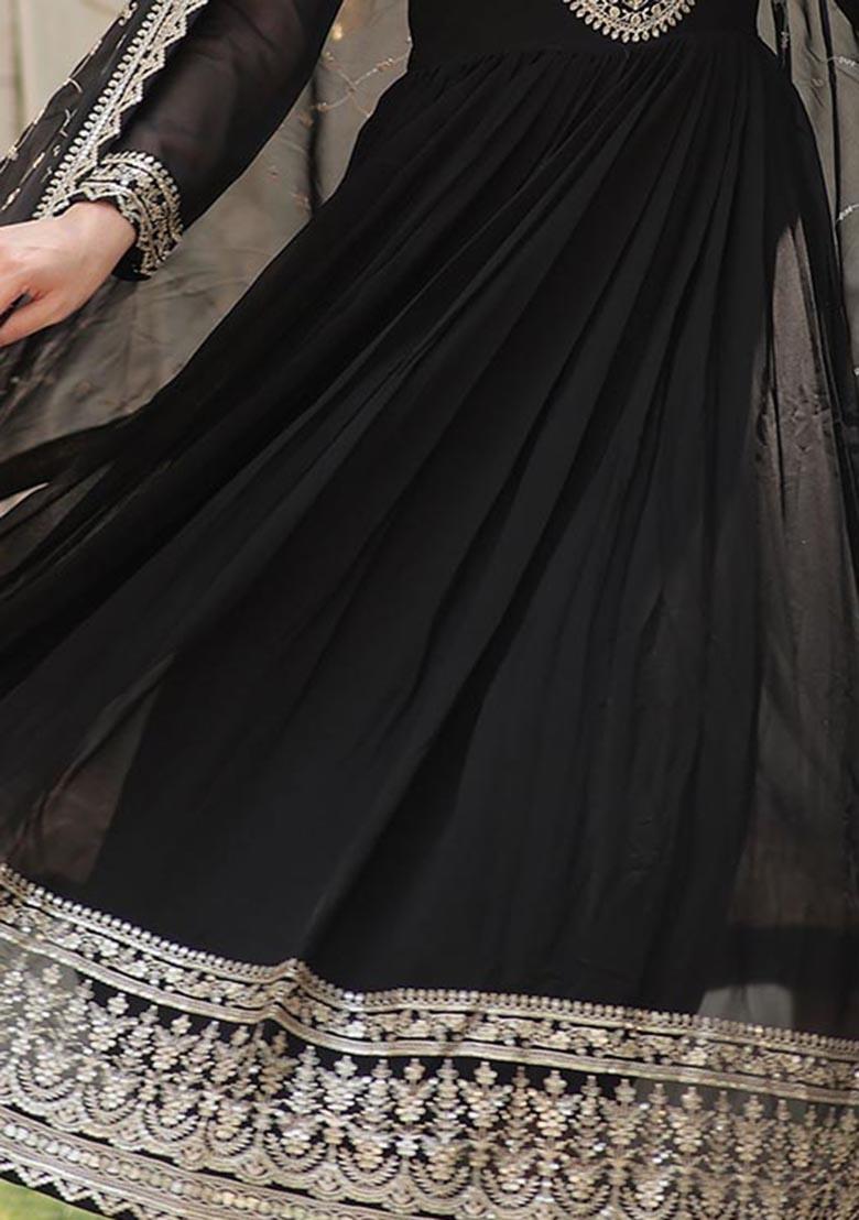 Black Sequin Embroidered Georgette Anarkali Set