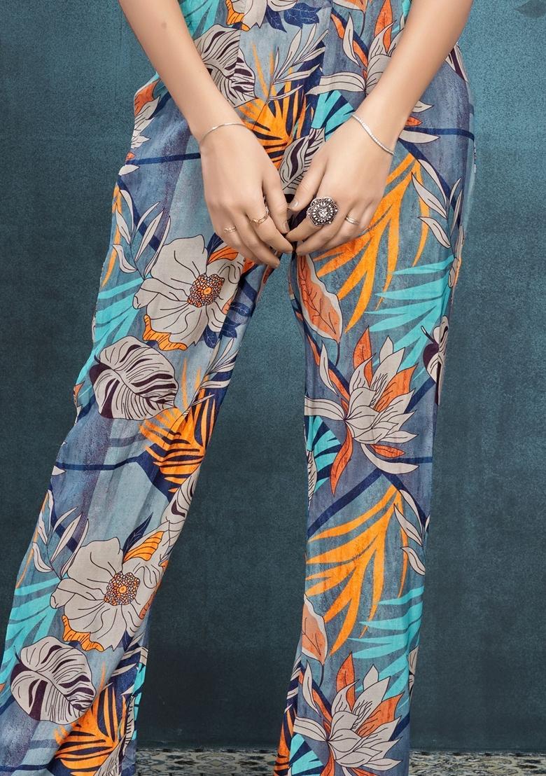 Multicolour Digital Print Silk Fusion Set