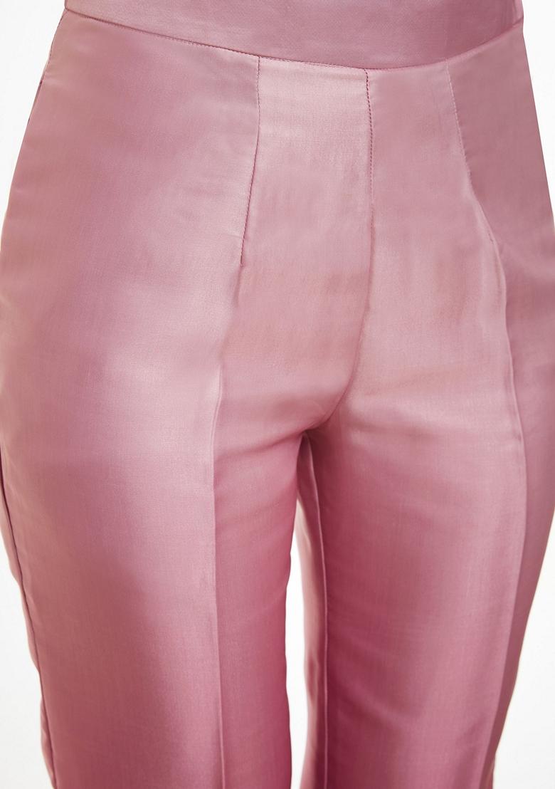 Pink Printed Satin Fusion Set