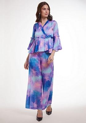 Multicolour Printed Satin Fusion Set