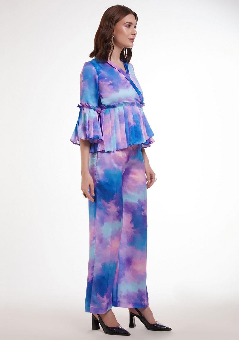 Multicolour Printed Satin Fusion Set