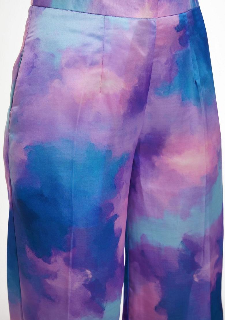 Multicolour Printed Satin Fusion Set