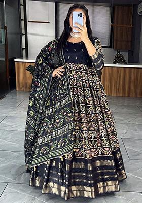Black Zari Weaving Silk Anarkali Set