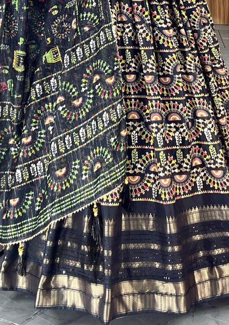 Black Zari Weaving Silk Anarkali Set