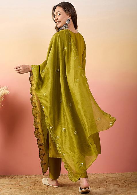 Buy Women Yellow Embroidered Silk Kurta Set - XKS21252 - Two Piece Set ...