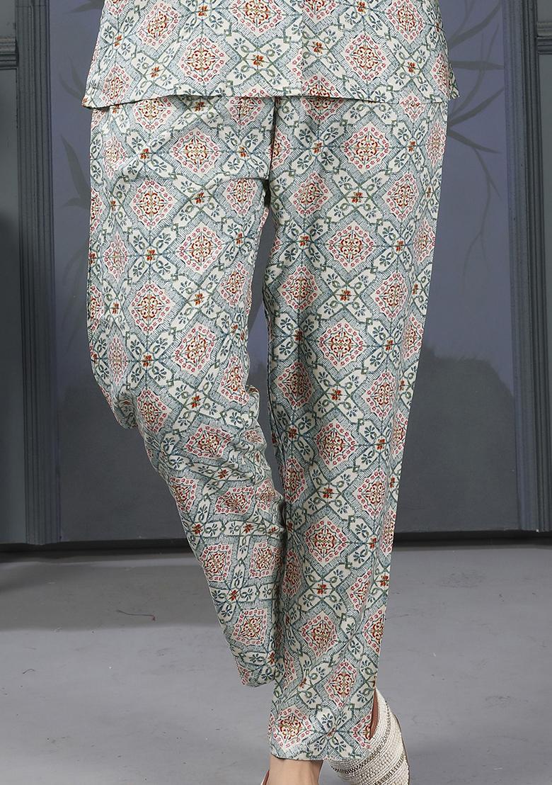 Grey Digital Print Rayon Fusion Set